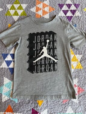 Jordan Grey Short-Sleeve Tee with Black & White Jumpman